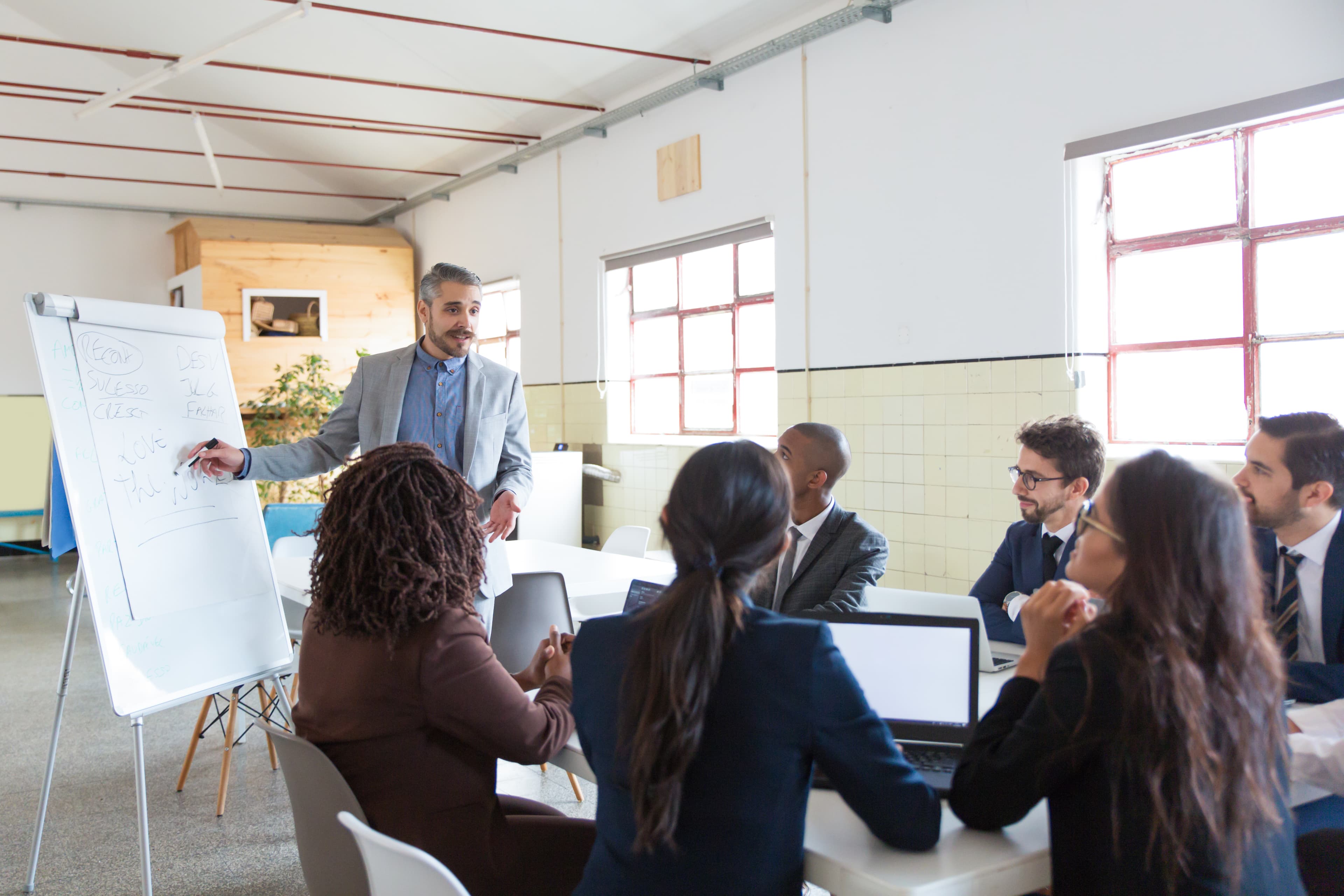 Professionals collaborating as a workforce team